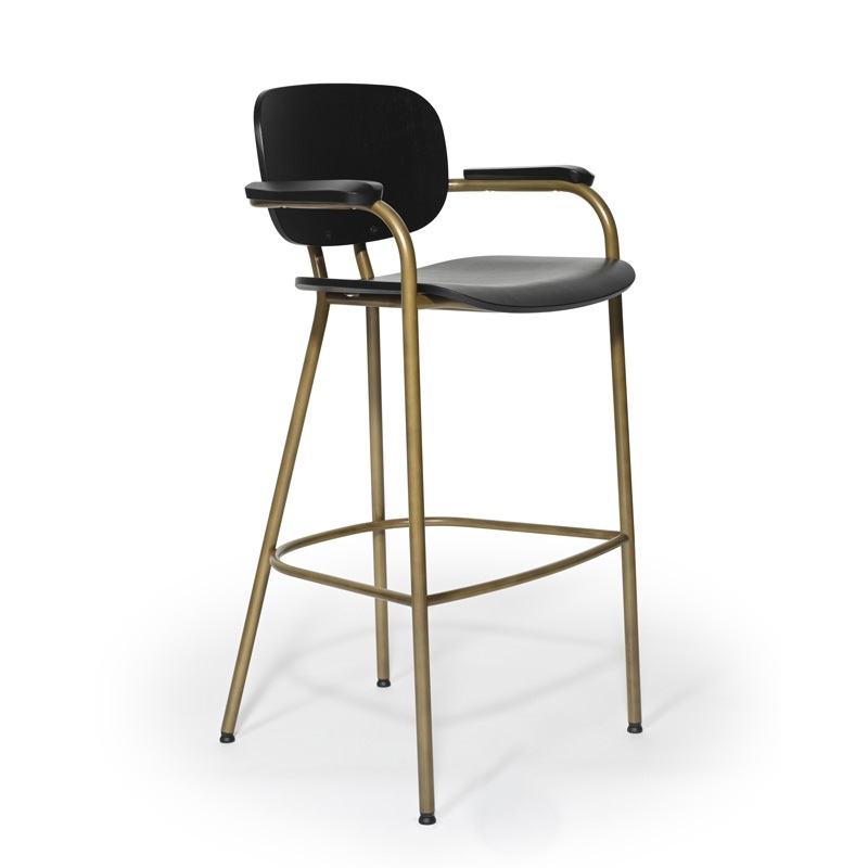 Ghibli Bar Stool, Wooden Seat and Back Andy Thornton