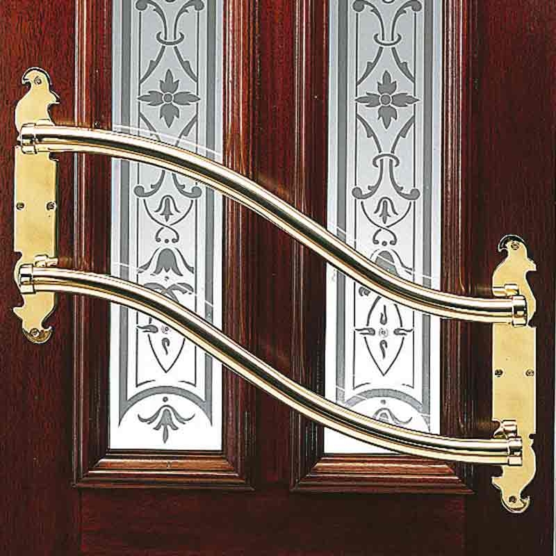 Brass curved push bar assembly 38mm Andy Thornton