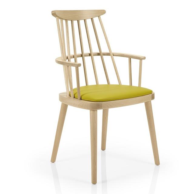 Bamba Armchair, Upholstered Seat, Stick Back