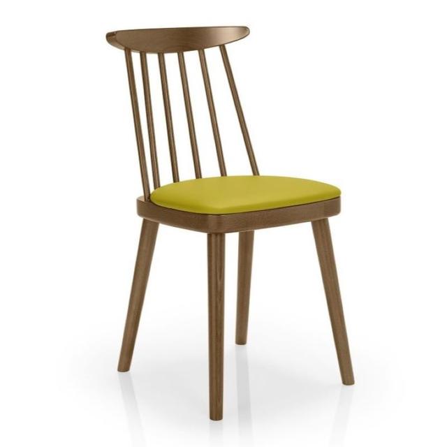 Bamba Side Chair, Upholstered Seat, Stick Back