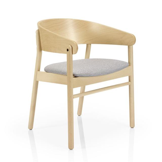 Camille Armchair, Upholstered Seat, Wooden Back