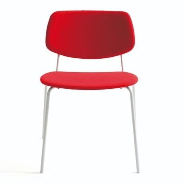 Doll Stackable Side Chair In Steel, Fully Upholstered