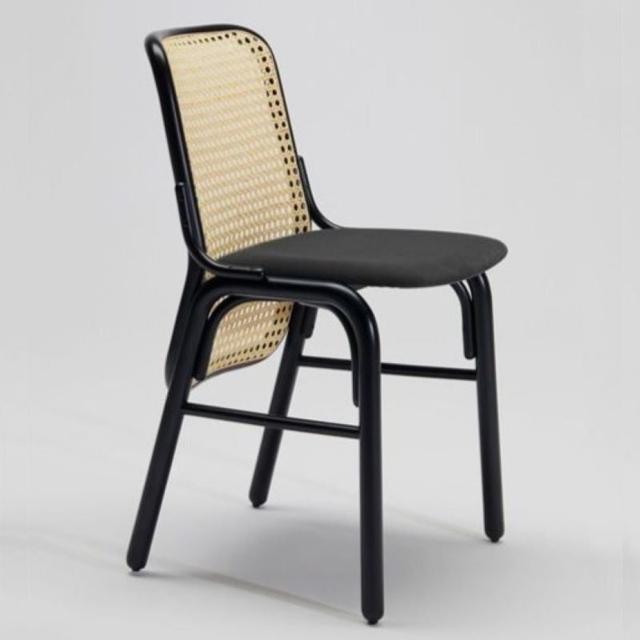 Frantz Side Chair, Cane Back, Upholstered Seat