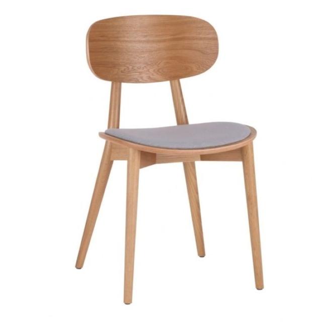 Heima Side Chair, Upholstered Seat, Wooden Back