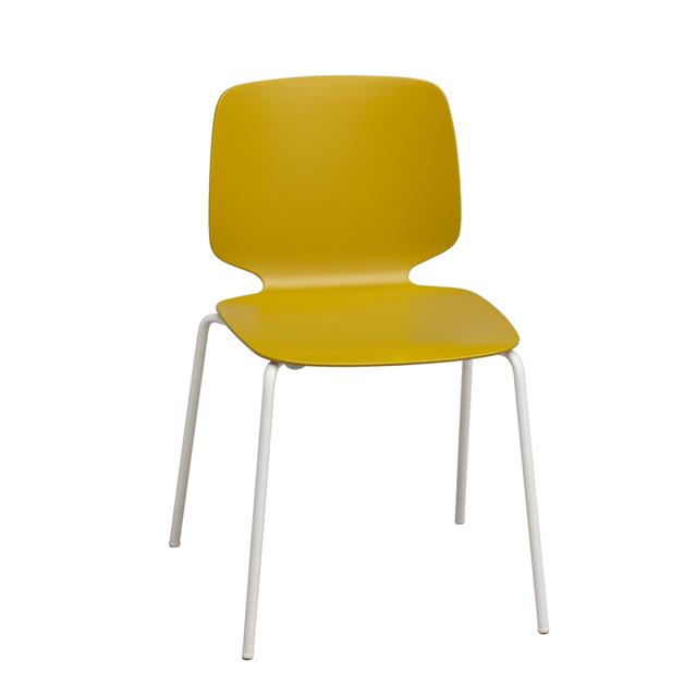 Babila 2730 Side Chair, White Legs, Yellow Seat