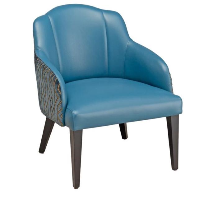 London Lounge Chair With Stitch Details, Wood Frame
