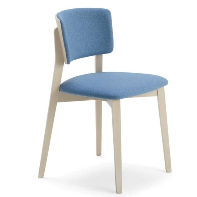 Wrap Side Chair, Wooden Legs, Upholstered Seat and Inner Back