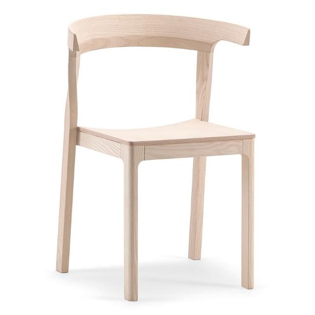 Torso Stackable Side Chair, Wooden Seat
