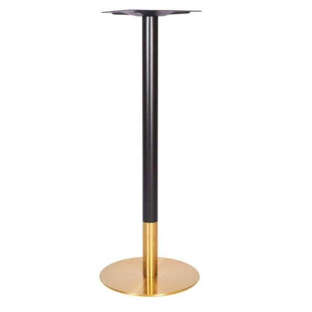 Zeus Small Round Poseur Table Base - Vintage Brass and Black 