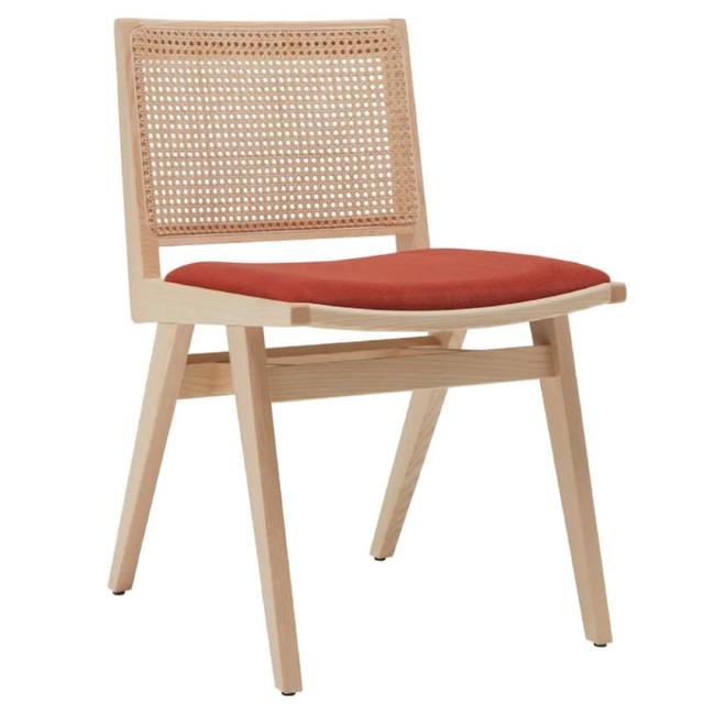 Dorothea Side Chair, Upholstered Seat, Cane Back