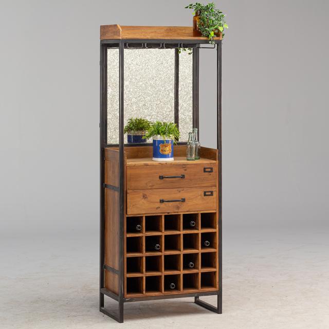 Teak drinks cabinet with antiqued mirror