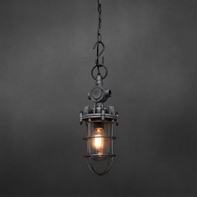 Caged Industrial Pendant In Weathered Finish