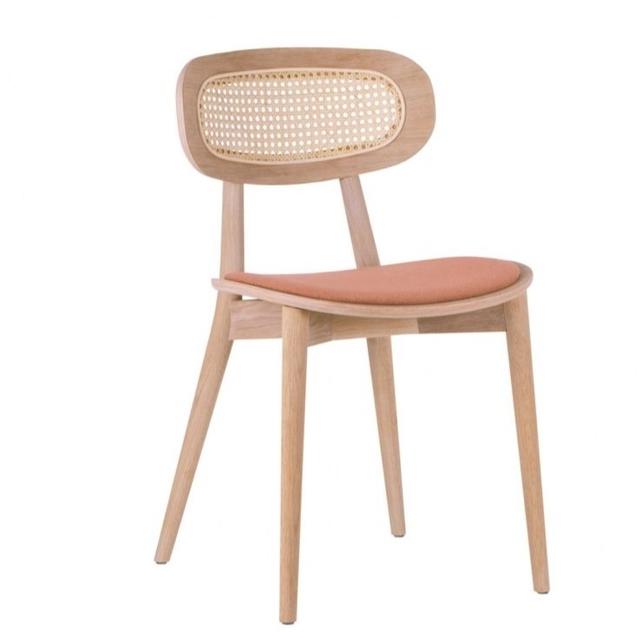 Heima Side Chair With Upholstered Seat And Cane Back