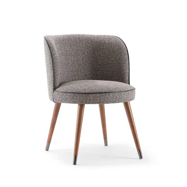 Candy Armchair, Wood Legs, Metal Caps