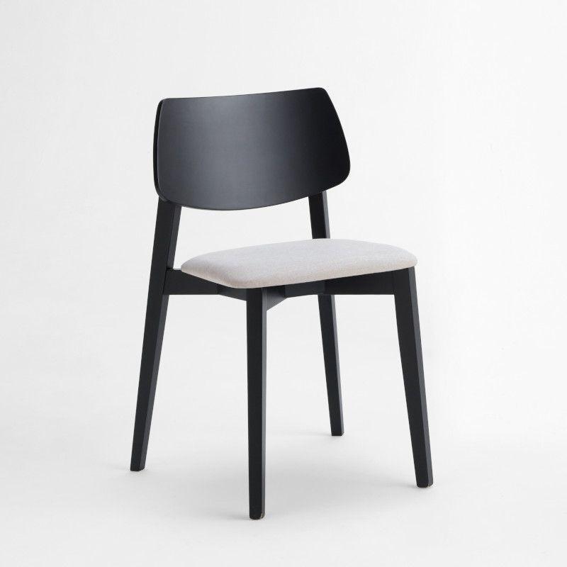 Alma Stackable Side Chair, Wooden Back, Upholstered Seat