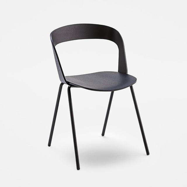 Maki Stackable Side Chair, Wooden Seat