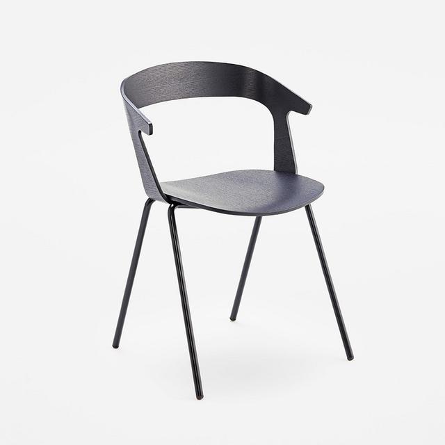 Maki Stackable Armchair With Arms and Wooden Seat
