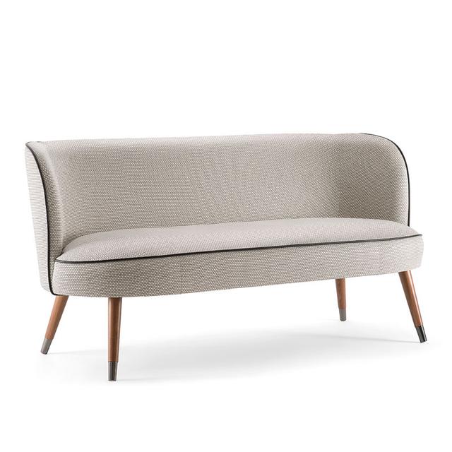 Candy Two Seat Sofa, Wood Legs, Metal Caps