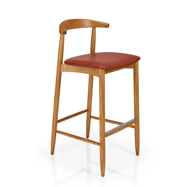 Joanne Bar Stool, Upholstered Seat, Wooden Back