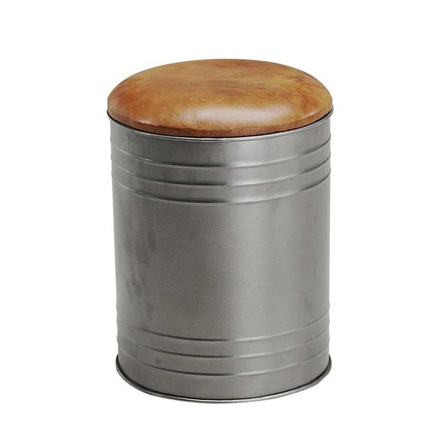 Oil Drum Low Stool, Metallic