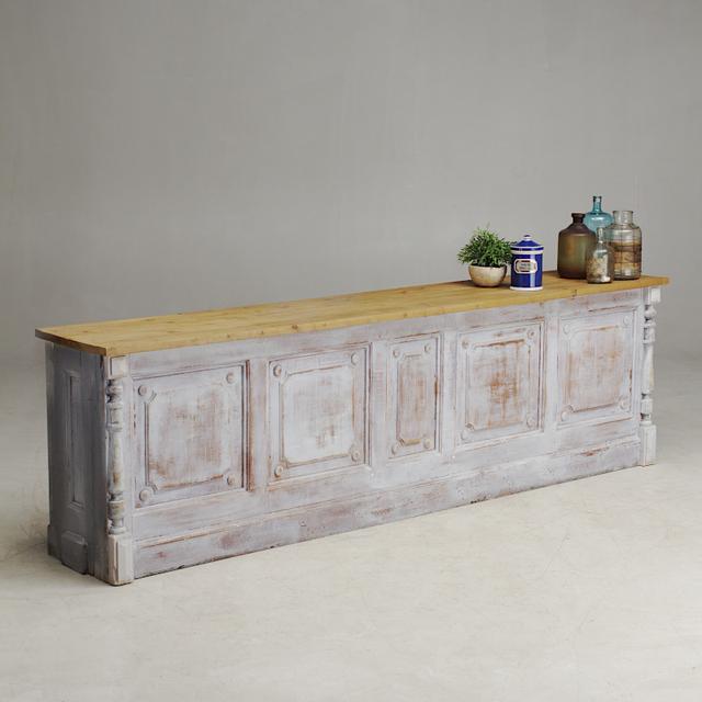 Pine shop counter, distressed, large
