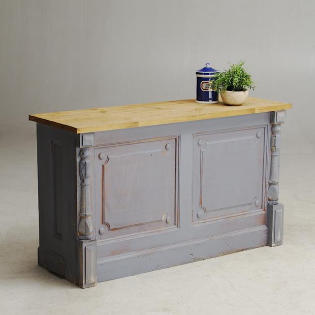 Pine shop counter, grey, small