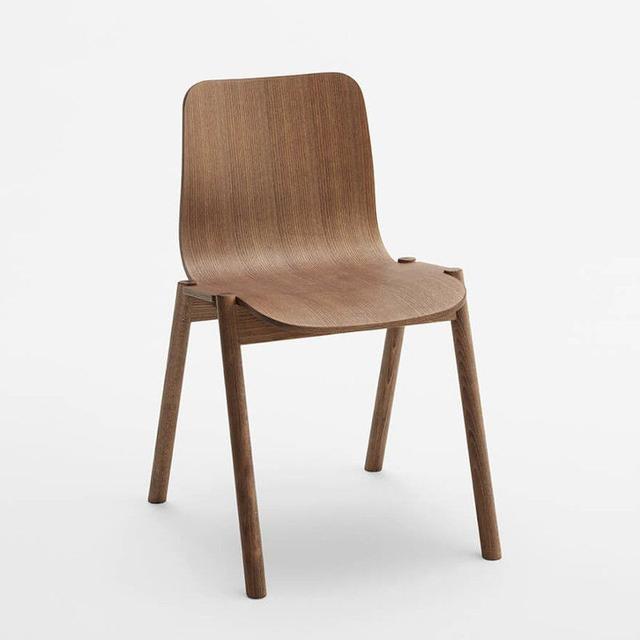 Tipi Stackable Side Chair, Wooden Legs, Wooden Seat