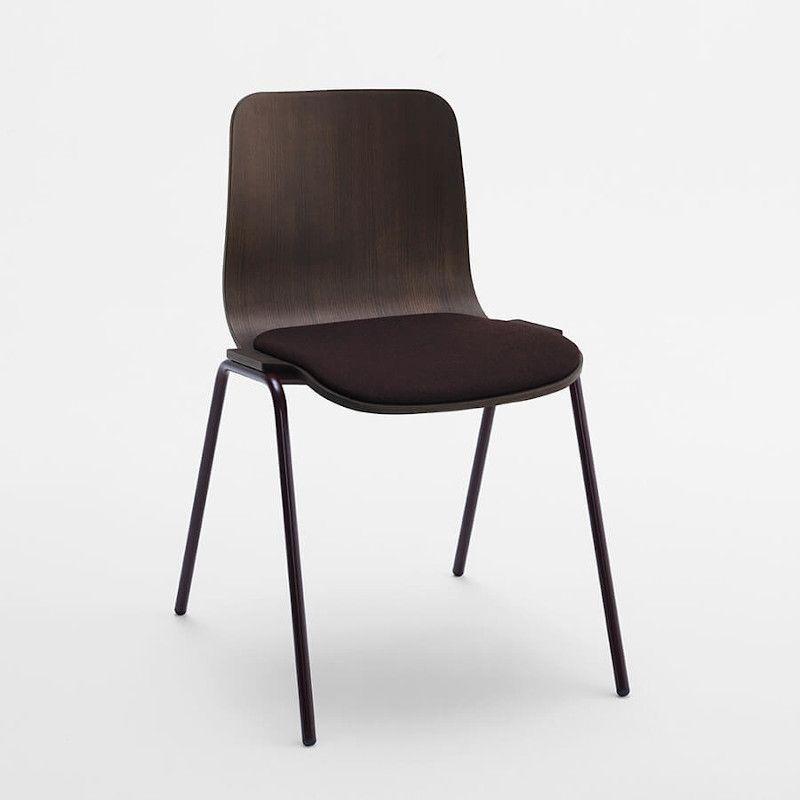 Tipi Stackable Side Chair, Metal Legs, Upholstered Seat