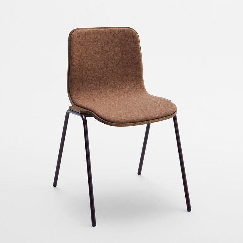 Tipi Stackable Side Chair, Metal Legs, Fully Upholstered