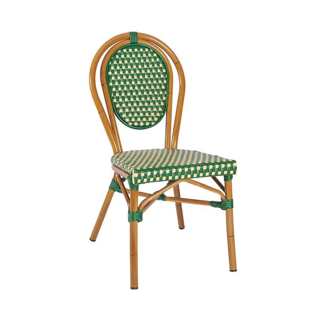 Marseille Stackable Side Chair, Green & Cream