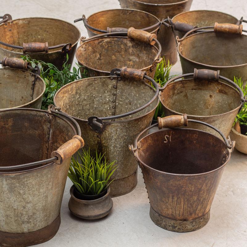 Set of 3 Vintage Metal Buckets