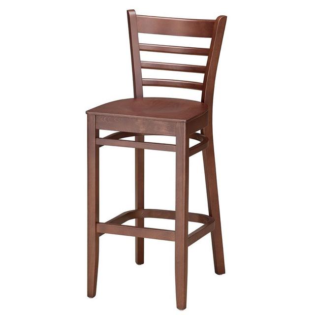 Alberto Bar Stool, Wooden Seat