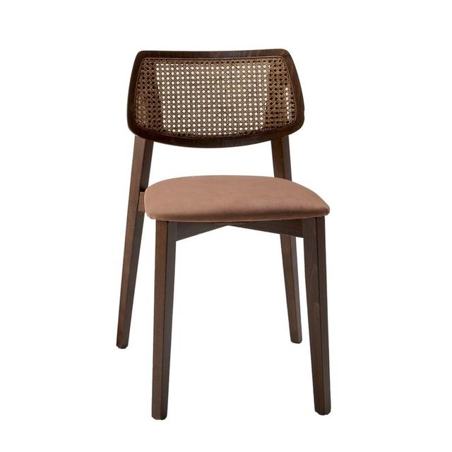 Alma Stackable Side Chair, Cane Back, Upholstered Seat