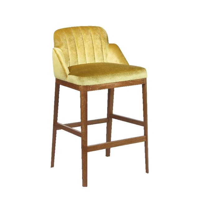 Boston Bar Stool, Wood Frame, Fluted Back