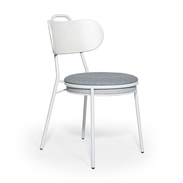 Eman Side Chair, Upholstered Seat and Wooden Back