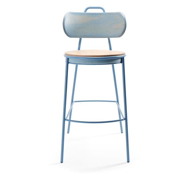 Eman Bar Stool, Wooden Seat and Back