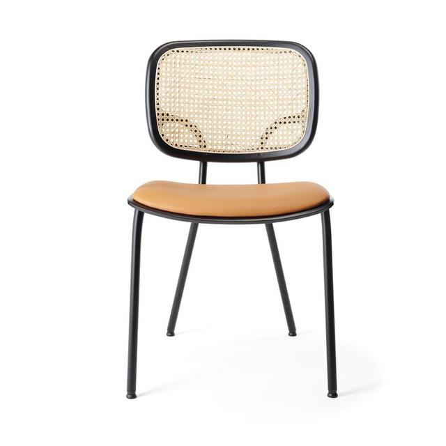 Ghibli Side Chair, Upholstered Seat, Cane Back