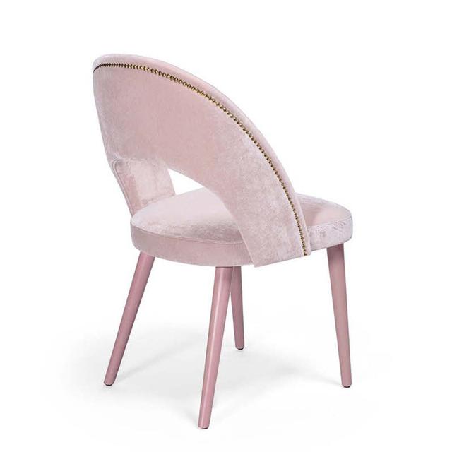 Artù Side Chair, Upholstered, With Brass Studding