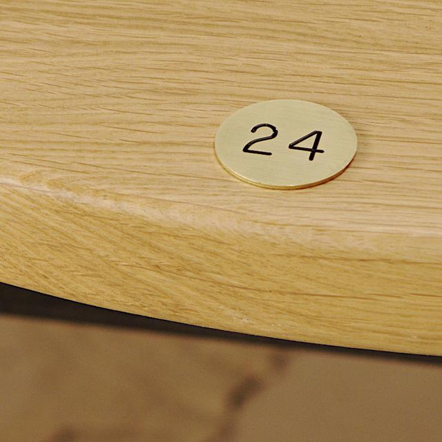 Brass table numbers, engraved