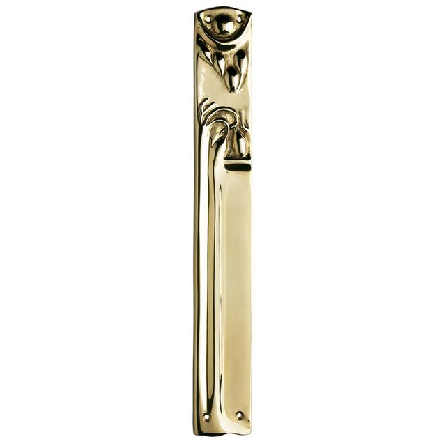 Brass Nouveau Push Plate, Left Hand