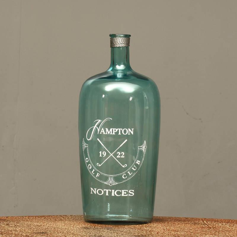 Hampton aqua glass liqueur bottle ATDEGV022