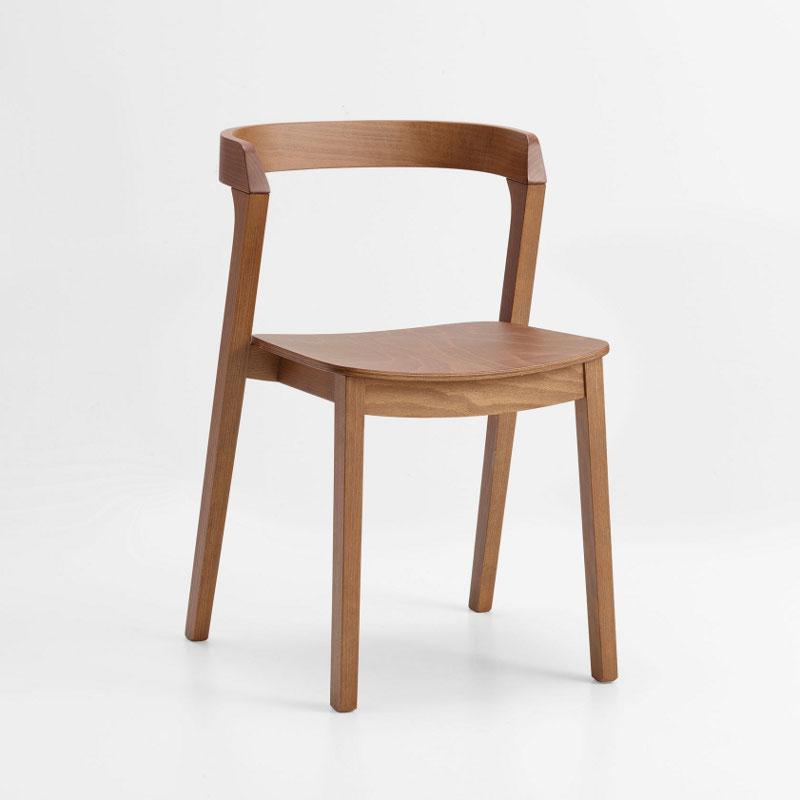 Arco stacking side chair with wooden seat