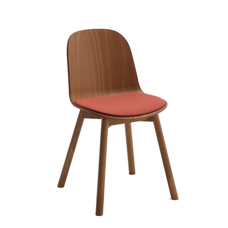 Ribbon side chair with upholstered seat panel 