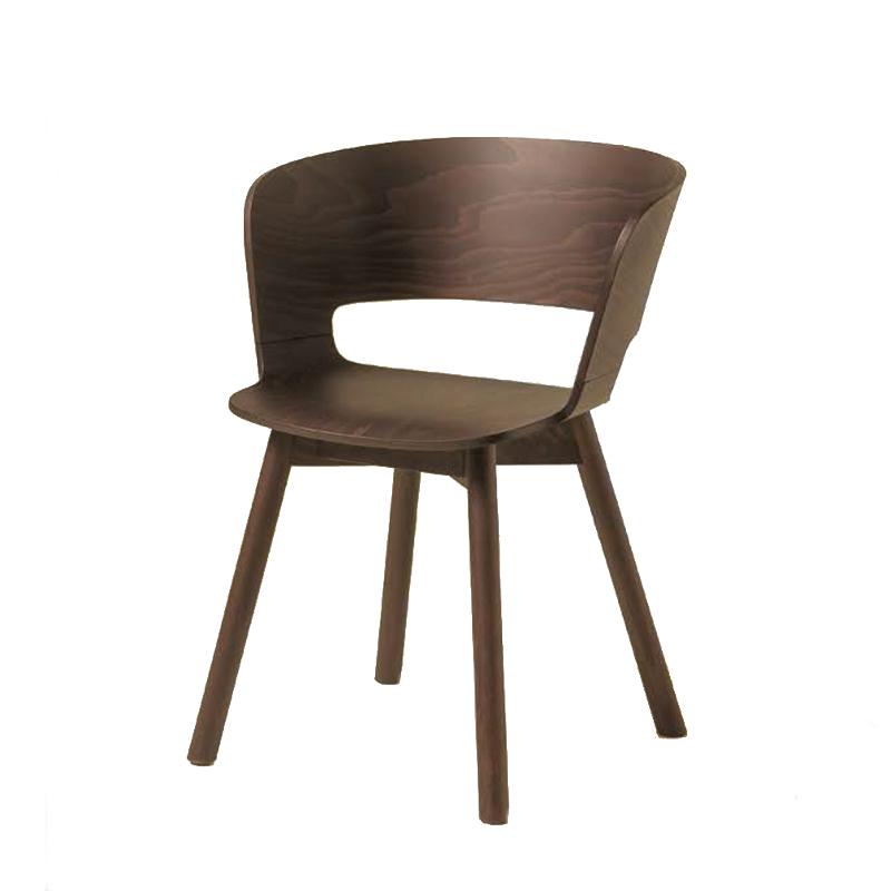 Ribbon armchair with wooden shell 