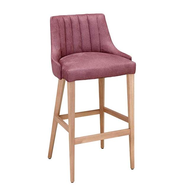 Louvre Bar Stool, Wood Frame, Fluted Back
