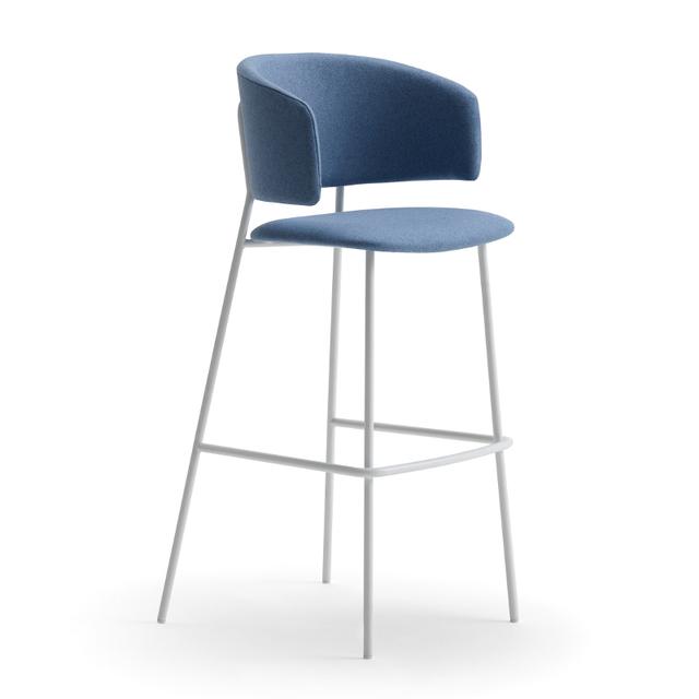 Wrap Bar Stool With Arms, Metal Legs, Fully Upholstered