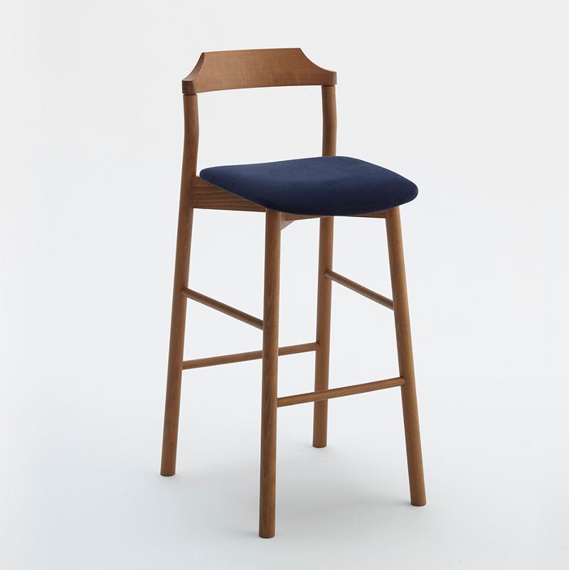 Yumi bar stool with upholstered seat