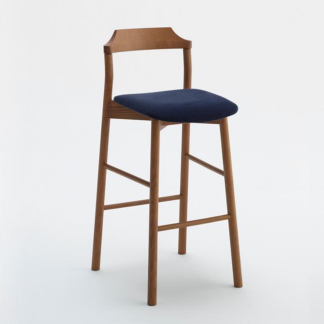 Yumi Bar Stool, Upholstered Seat