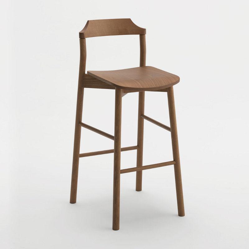 Yumi bar stool with wooden seat 