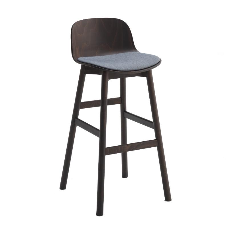 Ribbon bar stool with upholstered seat panel 